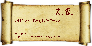 Kéri Boglárka névjegykártya